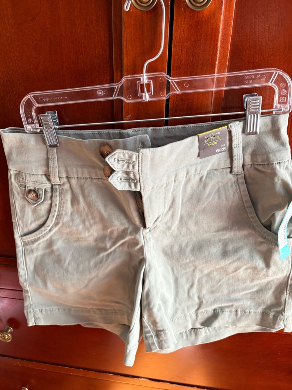 one 5 one Khaki Mid Rise Women's Shorts